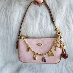 NWT Coach Nolita 19 In Signature Canvas Gold/Powder Pink CDW31